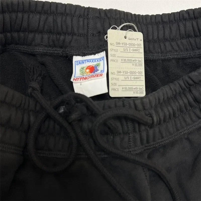 2025ss negro Saint Michael Jogger pantalones con cordón hombres mujeres 1:1 mejor calidad Casual puro algodón pantalones de gran tamaño