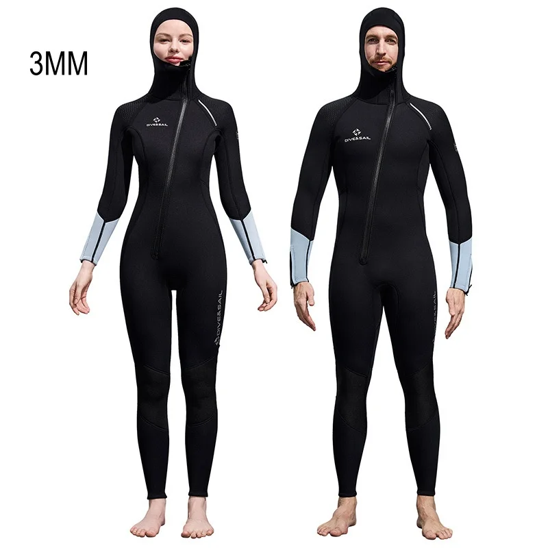 

3MM Men Women Full Body Neoprene UnderWater Hunting Spearfishing Swim Diving Suit Hooded Scuba Keep Warm Kayaking Drift WetSuit