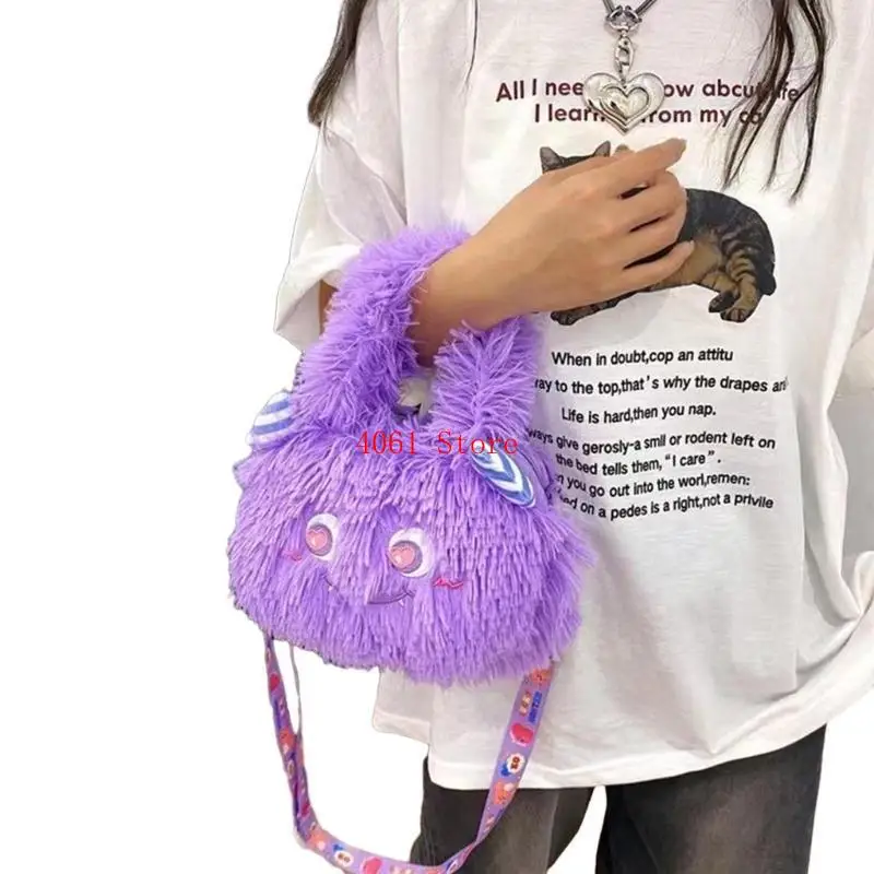 Cartoon Pattern Plush Underarm Bag Women Street Bag Trendy Purse Stylish Shoulder Bag Mini Bag for Everyday Activities