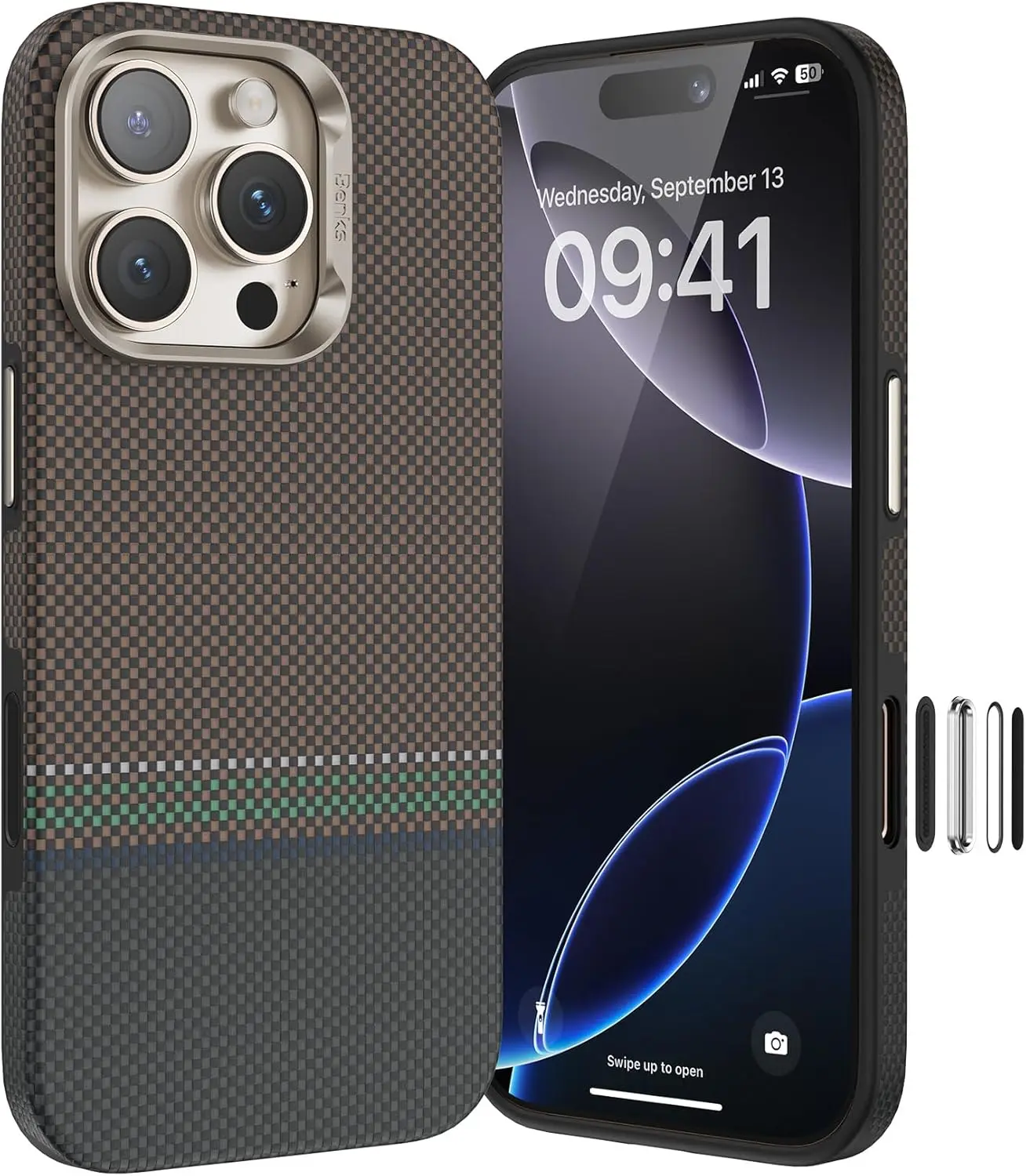 

Чехол BENKS ArmorPro для iPhone 16 Pro Max с управлением камерой и поддержкой MagSafe, с арамидным волокном Dupont Kevlar 600D и 1500D для 16 Pro