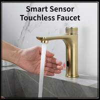 Smart Bathroom Auto Faucet Infrared Sensor Basin Mixer Tap Touchless Kitchen Sink Faucet Stainless Steel Brushed Gold Vanity Tap