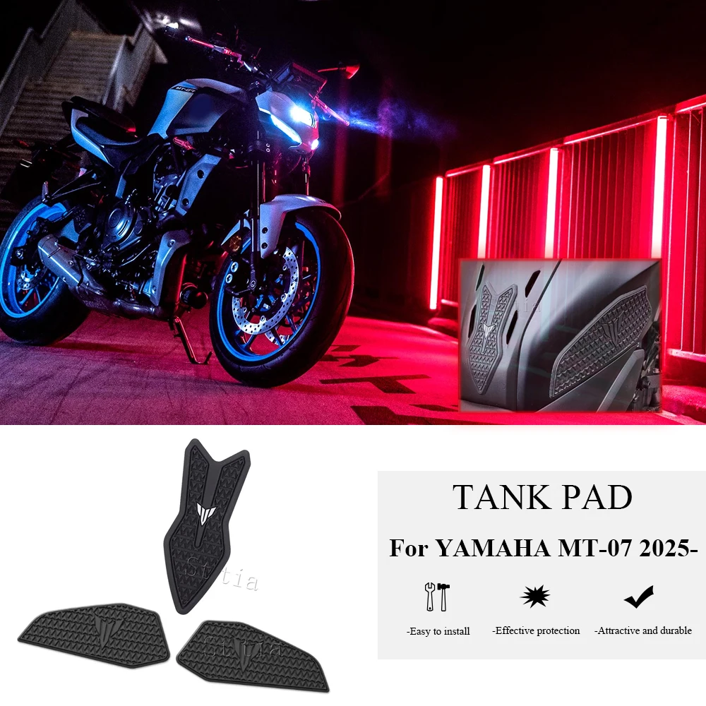 MT-07 2025 New Motorcycle Tank Pad Fit For Yamaha MT-07 MT07 MT 07 MT07 Fuel Tank Pad Non-slip Side Fuel Tank Waterproof Pad