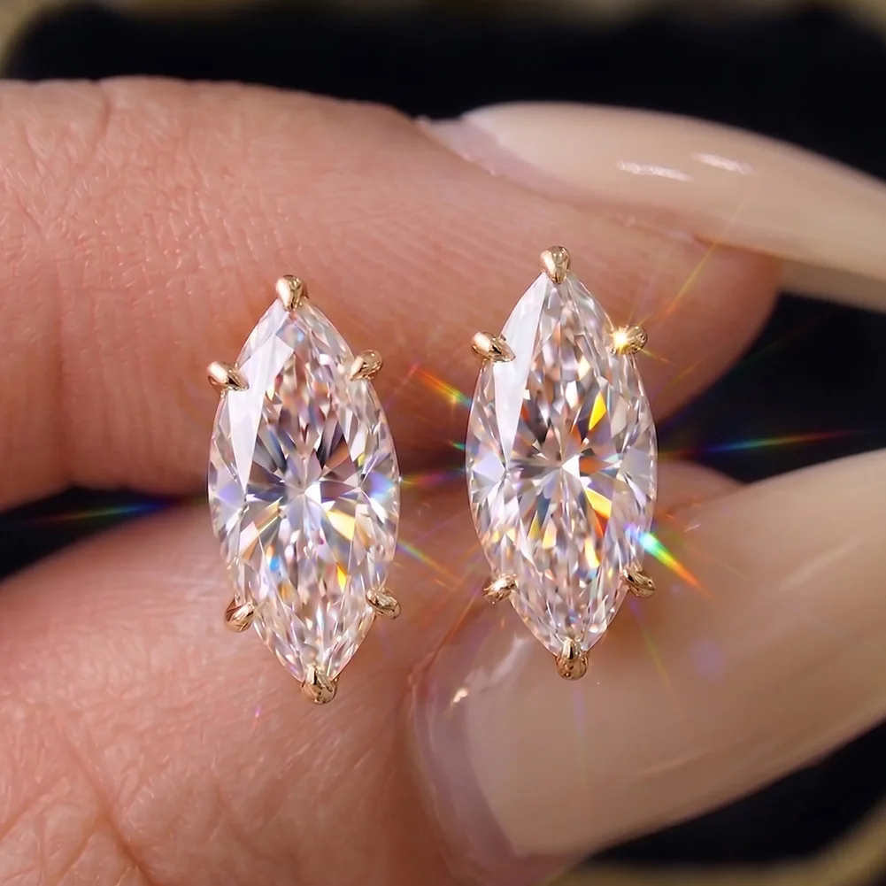 CEICI 0.3-1CT Marquess Cut Moissanite Earrings for Women S925 Silver Plated 14K Gold Lab Diamond Engagement Earring Fine Jewelry