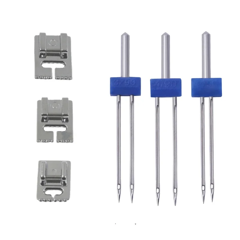 3/4/6Pcs Sewing Machine Double Twin Needles Wrinkled Sewing Presser Foot Sewing machine Needles Size 2.0/90-3.0/90-4.0/90