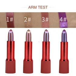 Maquiagem Metallic Lipsticks 4 Color Moisturizing Fine Glitter Lipstick Waterproof Long Lasting Makeup Lips Cosmetic