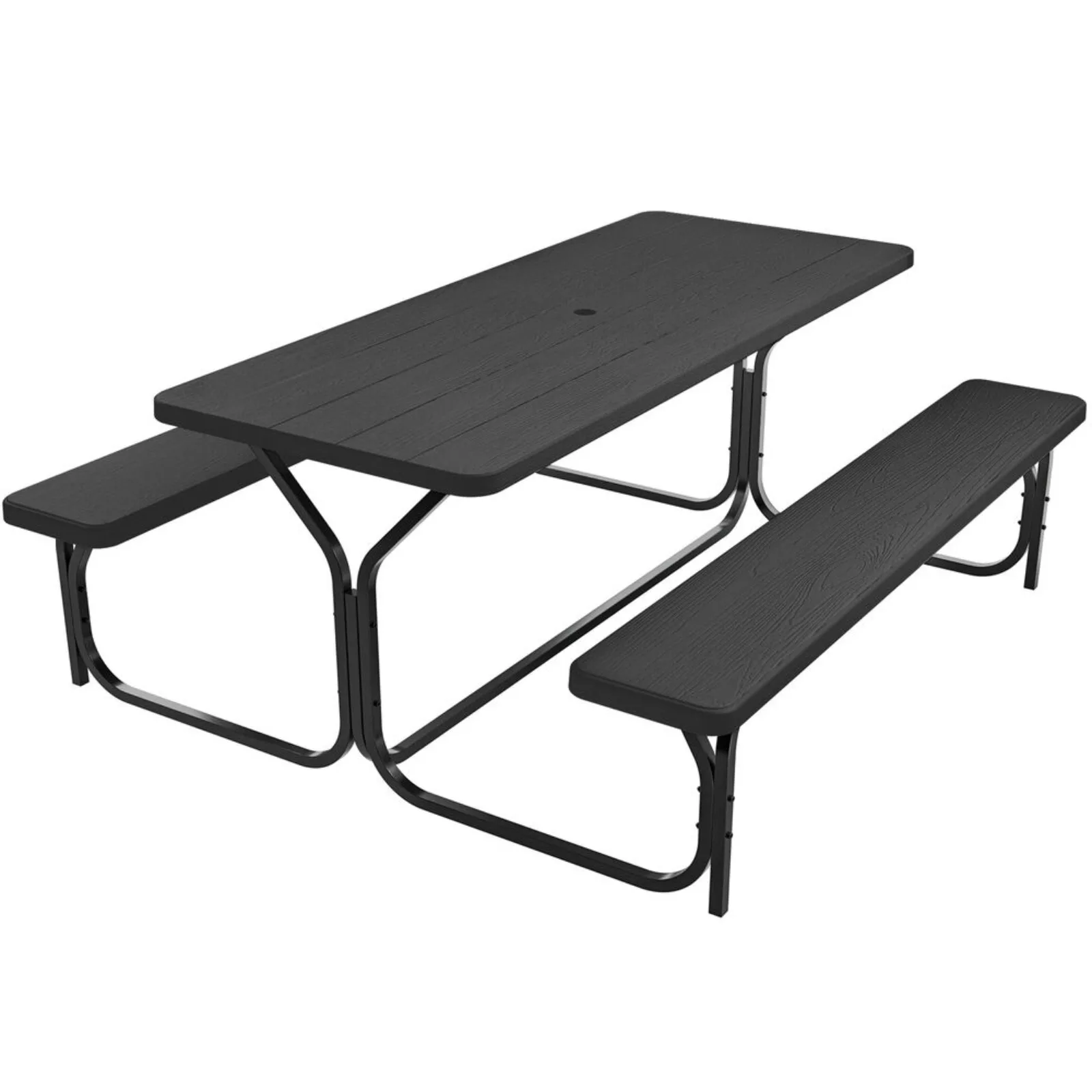 

Picnic Table 6ft Heavy Duty Patio Bench Resin Tabletop w/Umbrella Hole