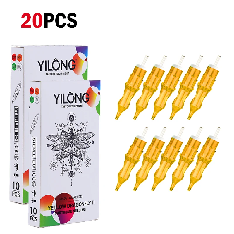 YILONG 20pcs Tattoo Cartridge Needles Round Liner Mixed Tattoo Needle RL RS M1 RM Permanent Makeup Tattoo Needle For Tattoo Pen