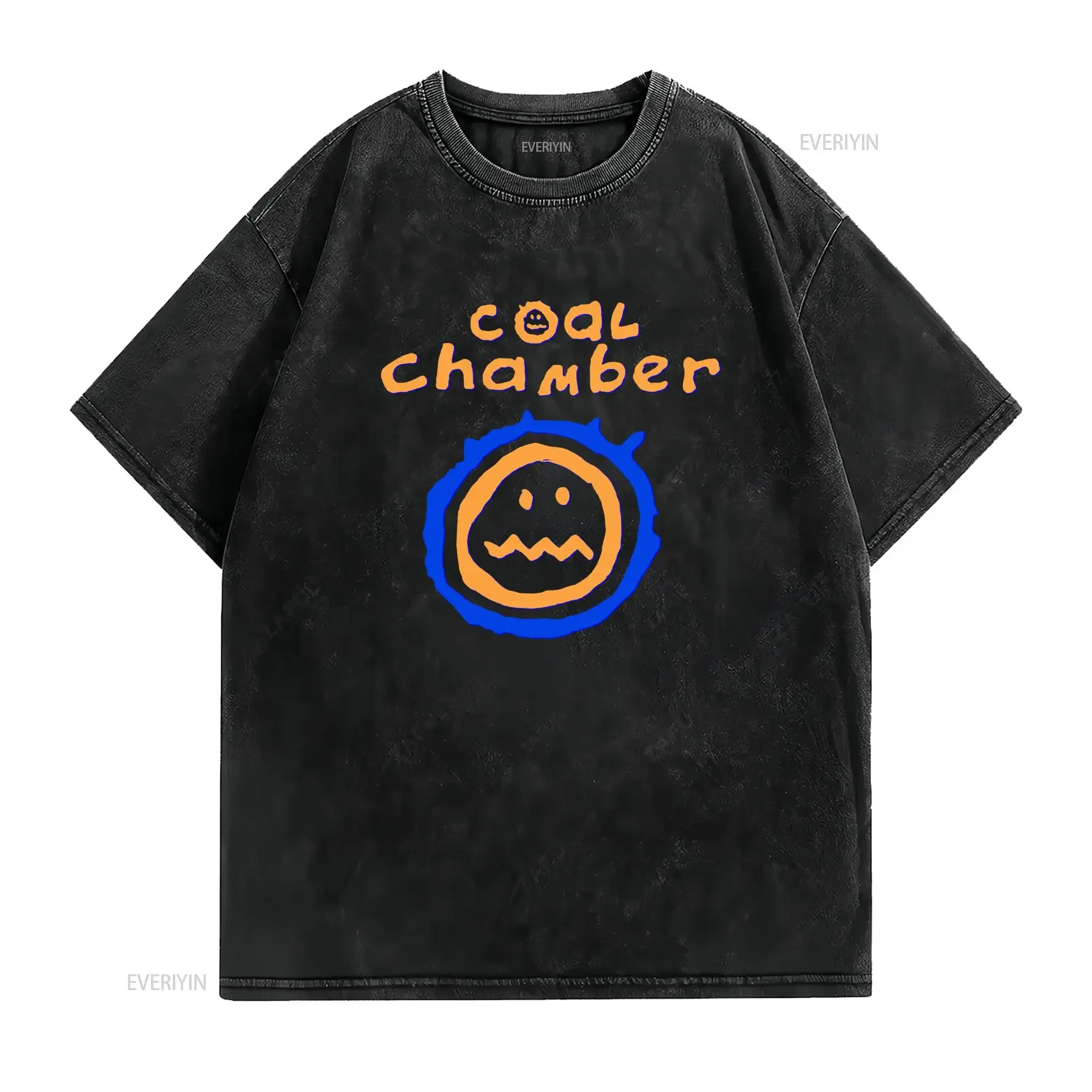 Vintage Coal Chamber Nu Metal Band Funny Cartoon Face Print Streetwear Casual T Shirt vintage Washed fashion Stretched graphic