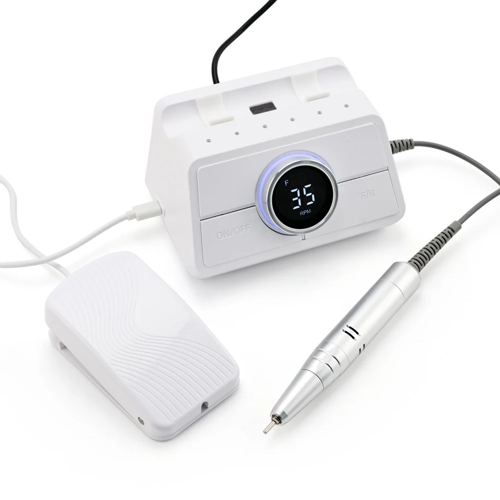 Misbeauty 2026 Newest Nail Drill with Foot Pedal Smart Auto-Pause Induction Stand 45000 RPM Electric Nail File