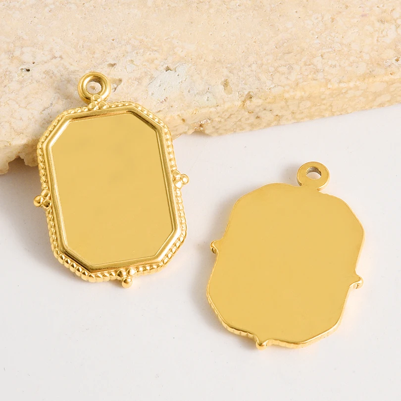 5 قطعة قلادة كابوشون هندسية غير منتظمة على شكل قلب بيضاوي مستدير مربع إعدادات فارغة من الفولاذ المقاوم للصدأ لصنع المجوهرات بكميات كبيرة