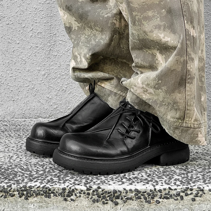 

Нишевая брендовая обувь для физической стрельбы в уличном стиле, черная кожаная обувь, увеличивающая рост для мужчин, повседневное повседневное вечернее платье Hombre