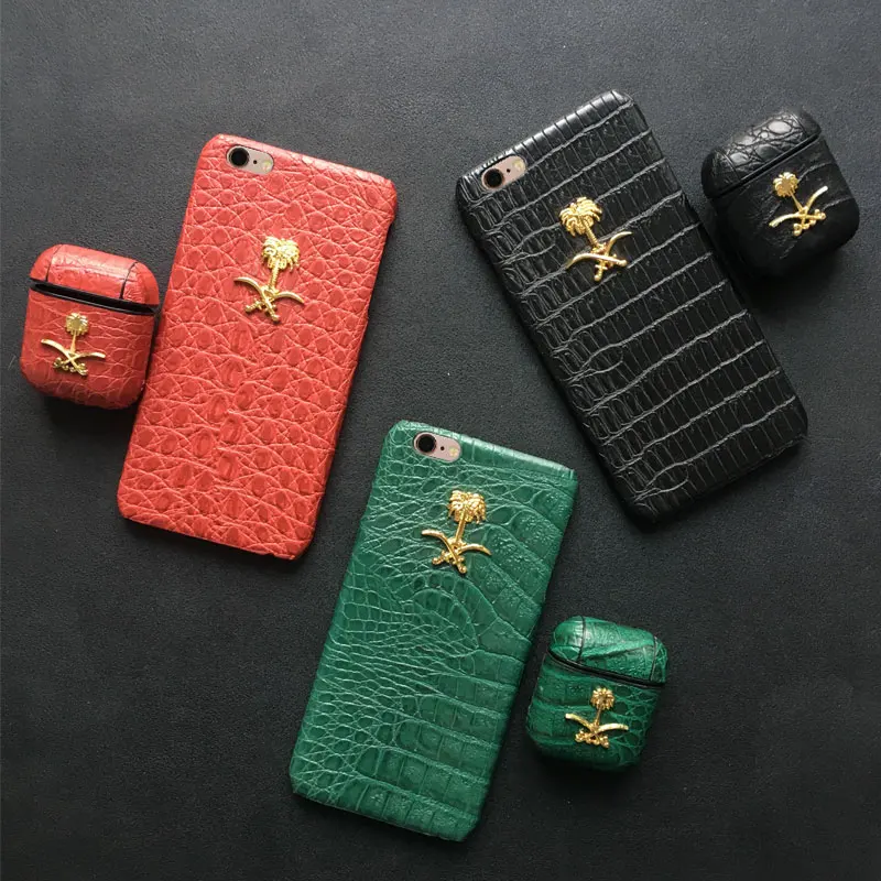 Saudi Arabia National Emblem Leather Case For iphone 13 11 12 Mini 7 8 6 6S Plus XS Max XR X SE 2020 Wireless Earphone AirPods