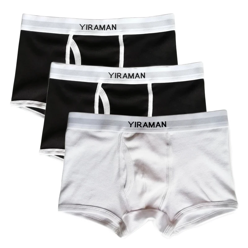 

Комплект из 3 мужских трусов-боксеров с U-образным вырезом, однотонные, из дышащего хлопка, мужское нижнее белье, трусы-шорты, сексуальные трусики для мужчин