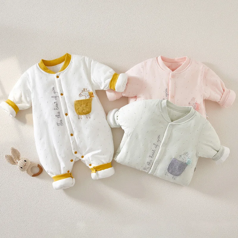 

Thiened Cotton Rer Baby Girl Warmth Clothes High Waist Long Pants Autumn Winter Newborn ex Baby Clothes Infant Clothes