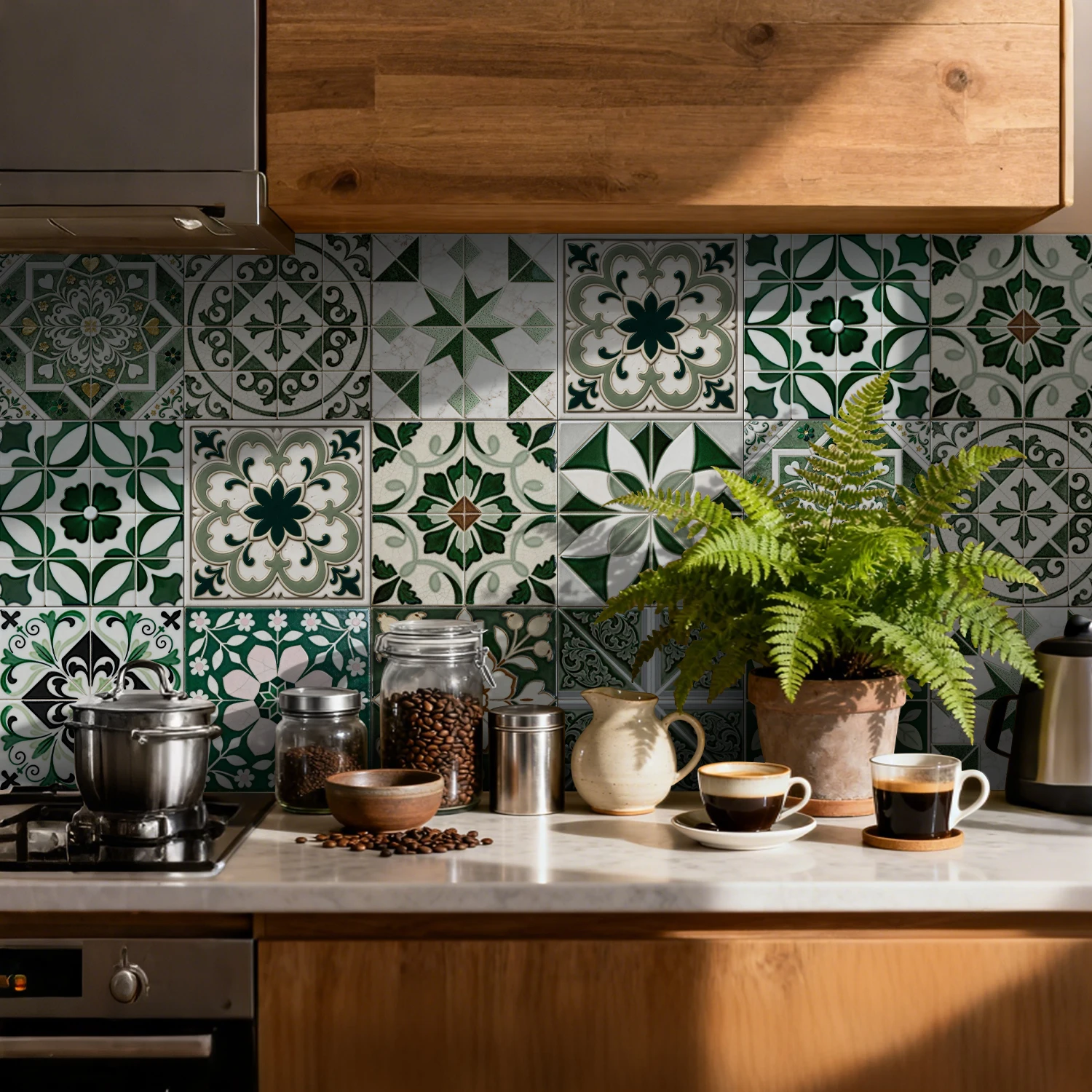 24pcs Morandi Floral Tile Set with Self-Adhesive Paper, Suitable for Kitchens and Bathrooms, Removable Waterproof Wall Stickers,