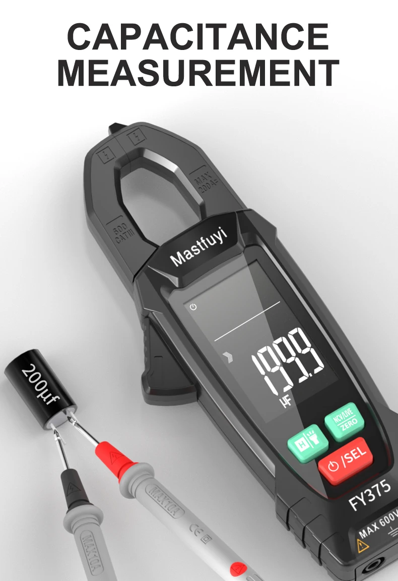 MASTFUYI FY375 Elektricien Gereedschap Professionele test DC AC Voedingsspanning Contactloos meetinstrument -20 ° C-1000 ° C