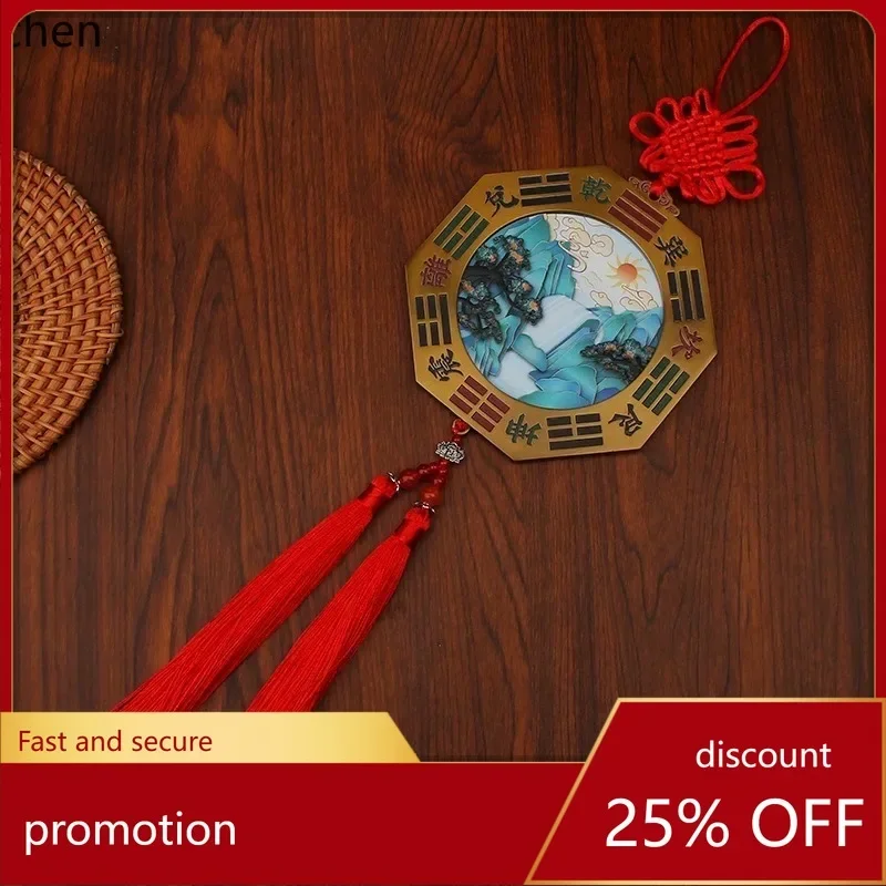 X5-15  stereo relief blue colorful shanhai town four mythical beasts five mountains ornaments home gate bagua mirror pendant