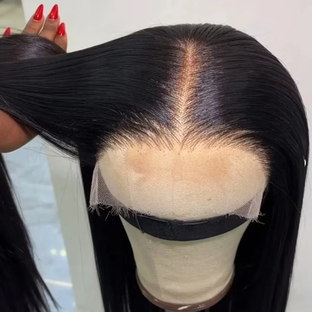 100% Human Hair Glueless Straight 13x6 HD Lace Frontal Human Hair Wig 30 Inch Natural Black 13x4 Lace Front Wigs With Drawstring