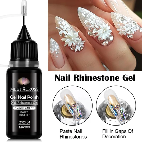 Imagen 2 del producto Pegamento de diamantes de imitación para uñas, 12ml, Gel súper fuerte, pegamento para uñas, abalorio para uñas 3D, decoración de Gel ostentoso, gema, arte de uñas, diamante