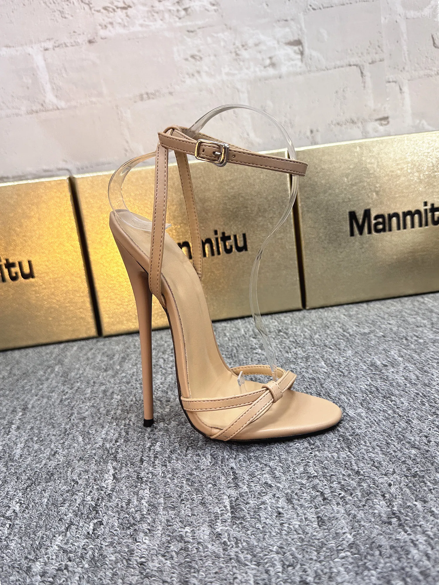 New One Button Open Toe Fashion Stiletto Sheep Pattern Sandals for Women's Banquet Sexy High Heels