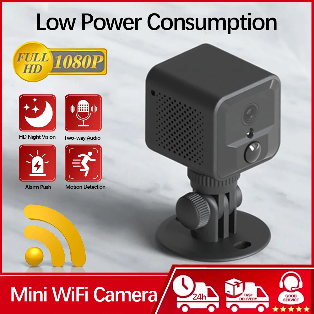 

1080P HD Mini WiFi Camera Built-in Battery Low Power Consumption IR Night Vision Motion Detection IP Remote Surveillance