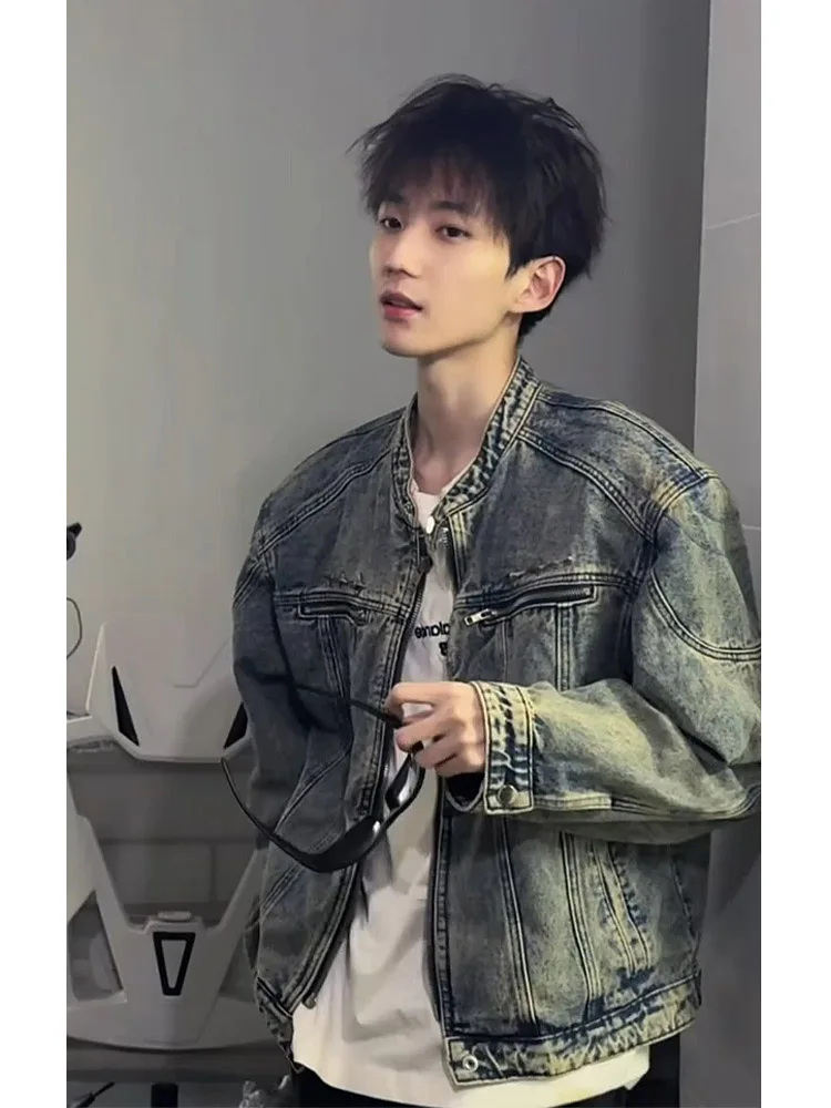 

Мужская джинсовая куртка Waed ort American Sle для весны и осени, рабочая одежда, уличный стиль, плотные джинсы, верхняя одежда Cleanfit Stand C