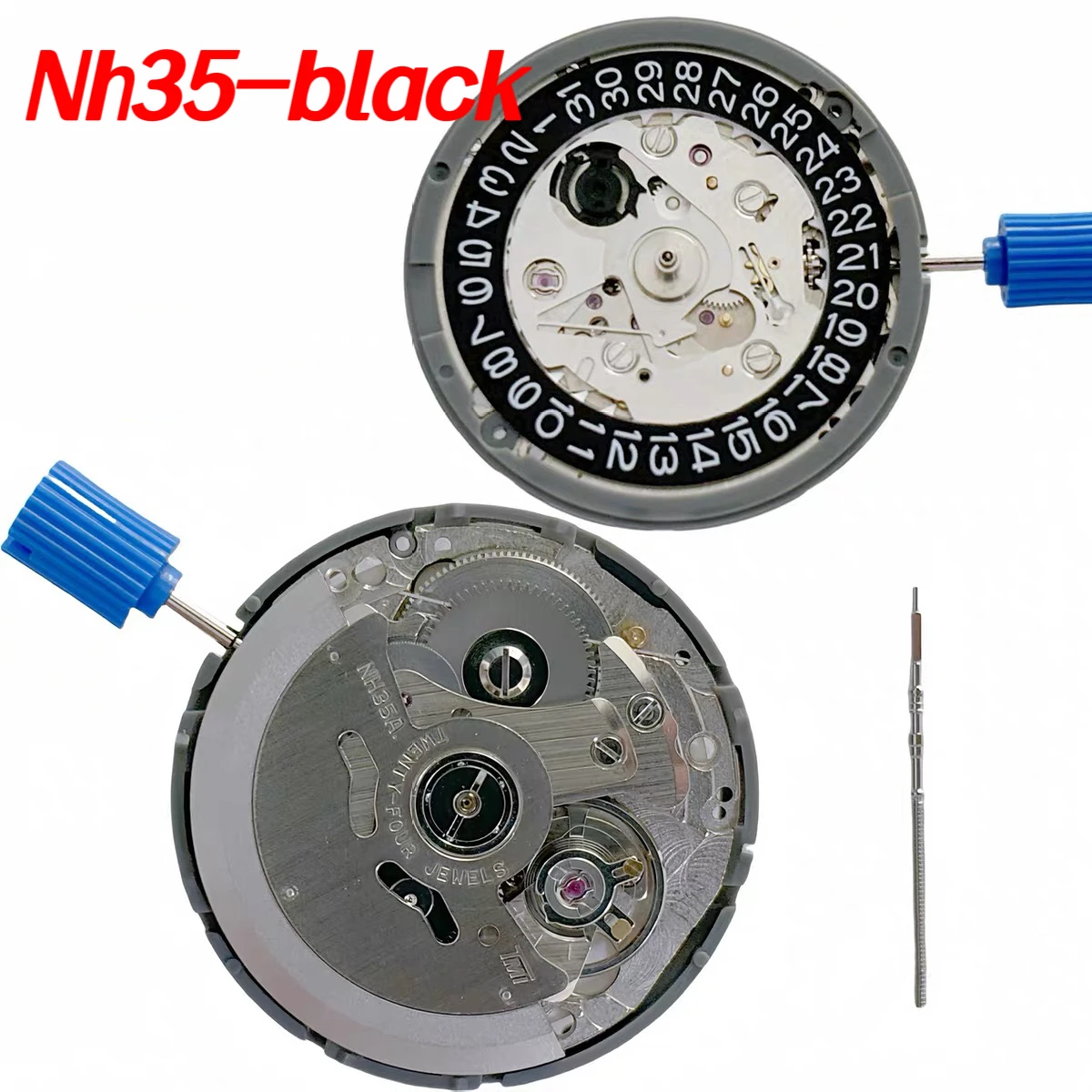 Genuine NH35 Movement Japan Automatic Watch Movement NH35A 24 Jewels High Accuracy Black/Gold Date Mod Watch Replacement Parts
