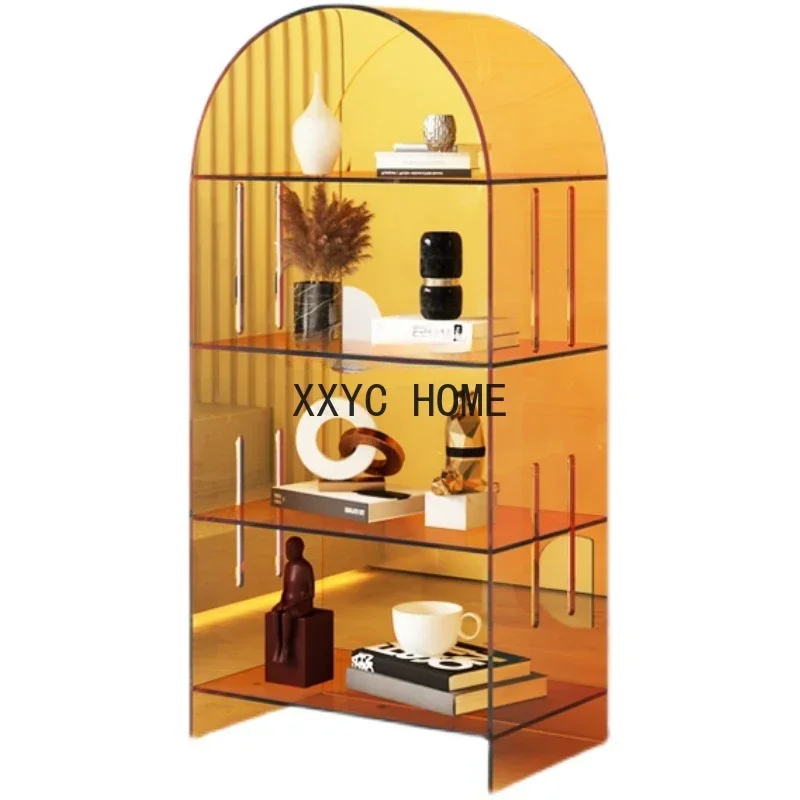

Nordic Acrylic Bookcase Shelf Living Room Creative and Slightly Luxury Floor Multi-Layer Wall Plaid Bookcase Bookshelf