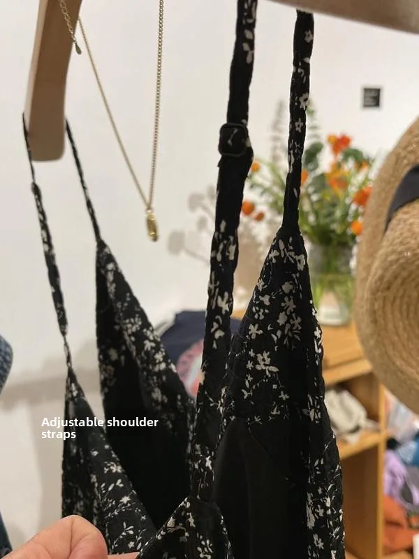 Grande taille imprimé fleuri Midi Dr Vintage T-shirt à bretelles Dr ample taille haute jupe trapèze pour femmes de plus de 300 Po...