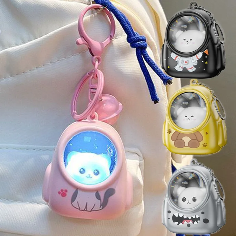 Korean Fashion Beautiful Cute Bear Kitten Keyring Backpack Luminous Night Light Keychain for Couples Creative Key Chains Gifts