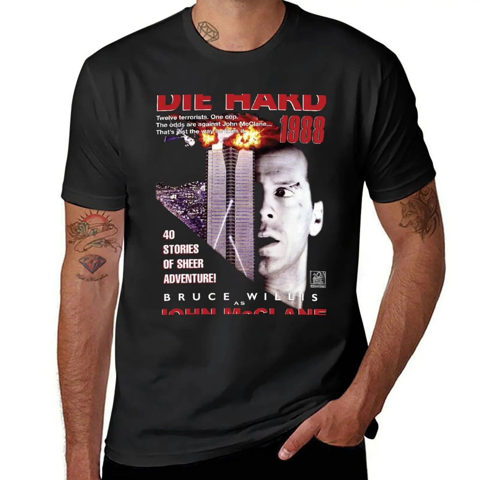 

Die Hard Retro Movie Montage T-Shirt Short sleeve tee funnys summer tops workout shirts for men