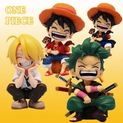 5 pz 13cm Anime Figure One Piece Monkey D rufy Roronoa Zoro Kawaii Toys Q Figural nenderoid Car Decoration PVC Model Gift