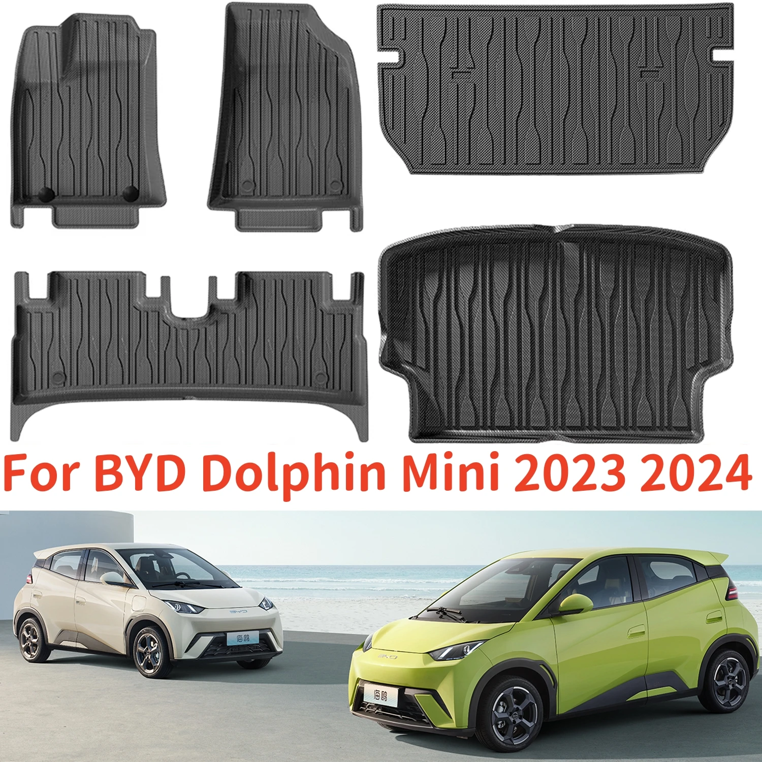 

Напольные коврики для BYD Dolphin Mini seull 2023 2024, подкладка для груза, водонепроницаемый Противоскользящий коврик для багажника, подставки из термопластичного эластомера для левого руля