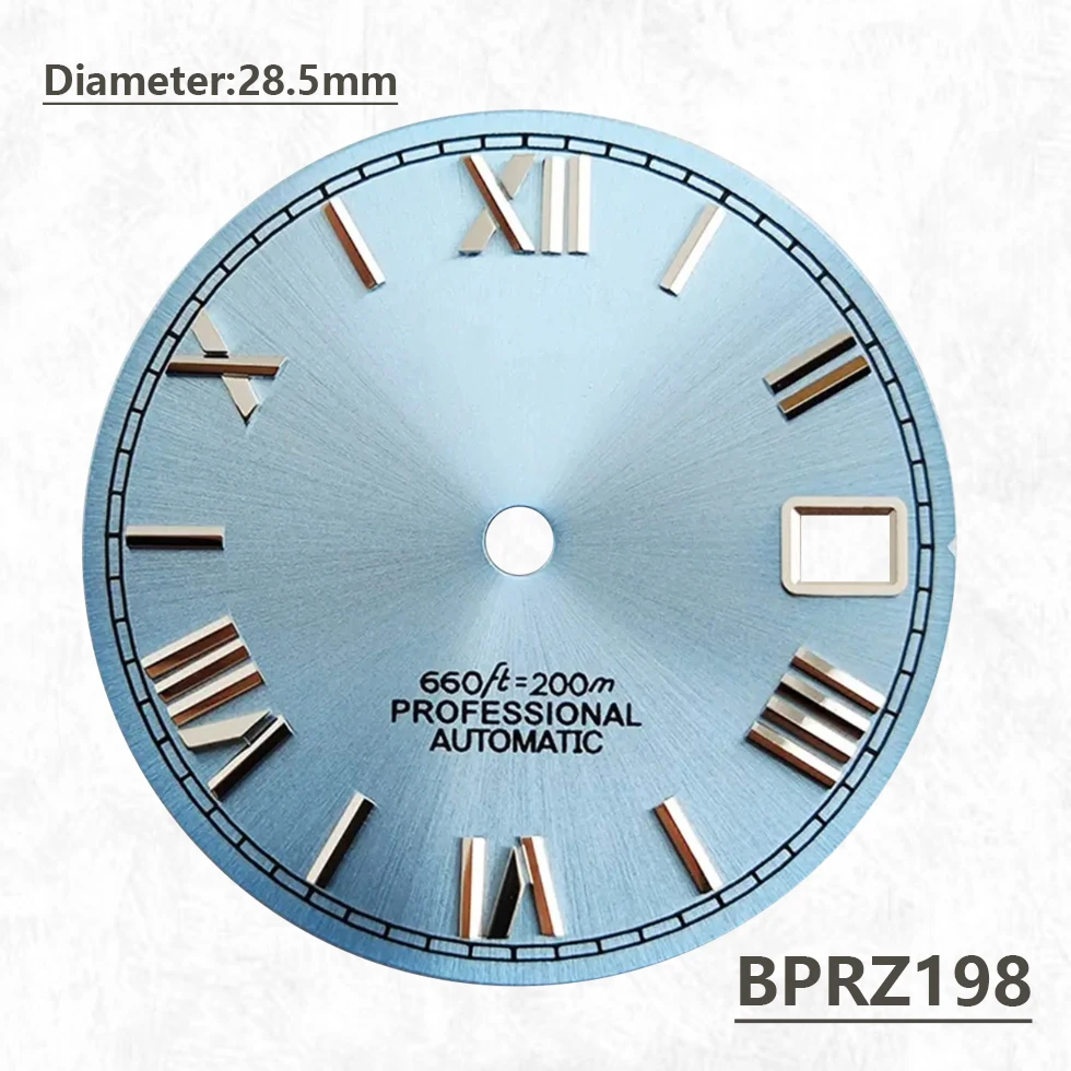 28.5mm デイトジャスト グリーンローマ数字 ブルーブラックシルバーのロゴ文字盤 NH35自動巻きムーブメント 日付 29mmのロゴ ブルーローマ数字