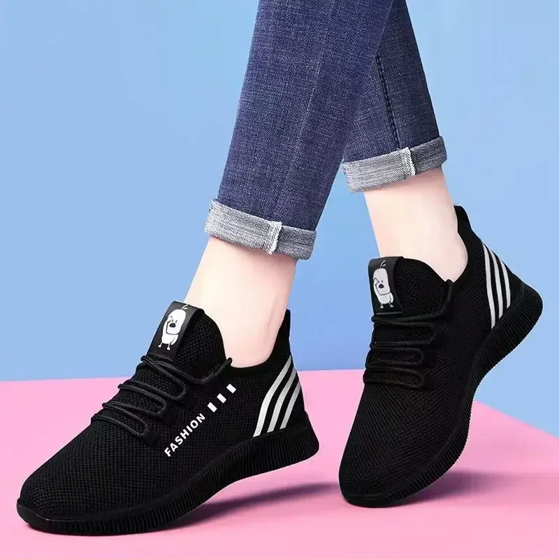 Women\'s New Lace Up Sneakers Female Casual Breathable Mesh Platform Sneakers Fashion Ladies Soft Comfy Sneaker Tenis Feminino