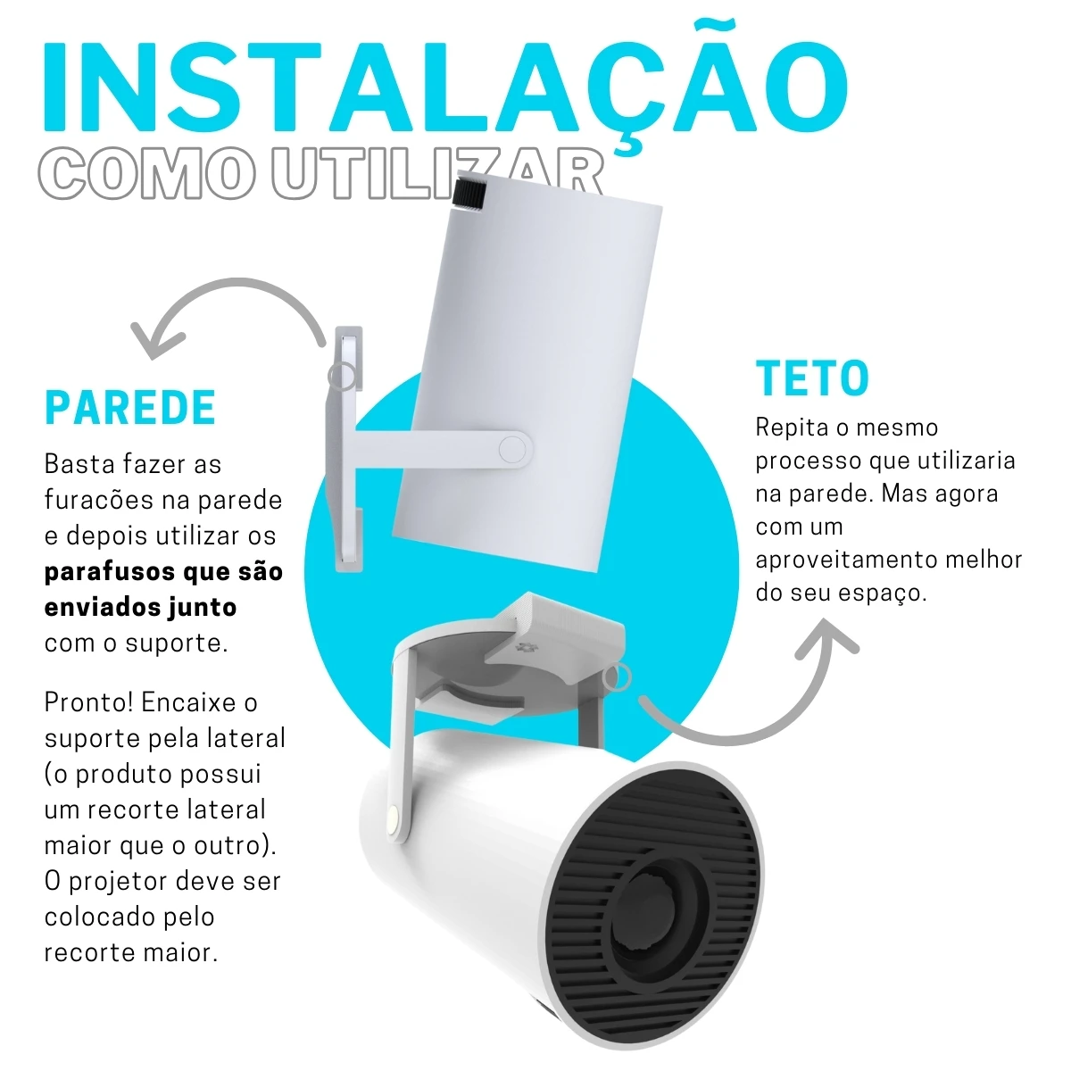 Suporte de Teto e Parede Compatível com Projetor Salange HY 300