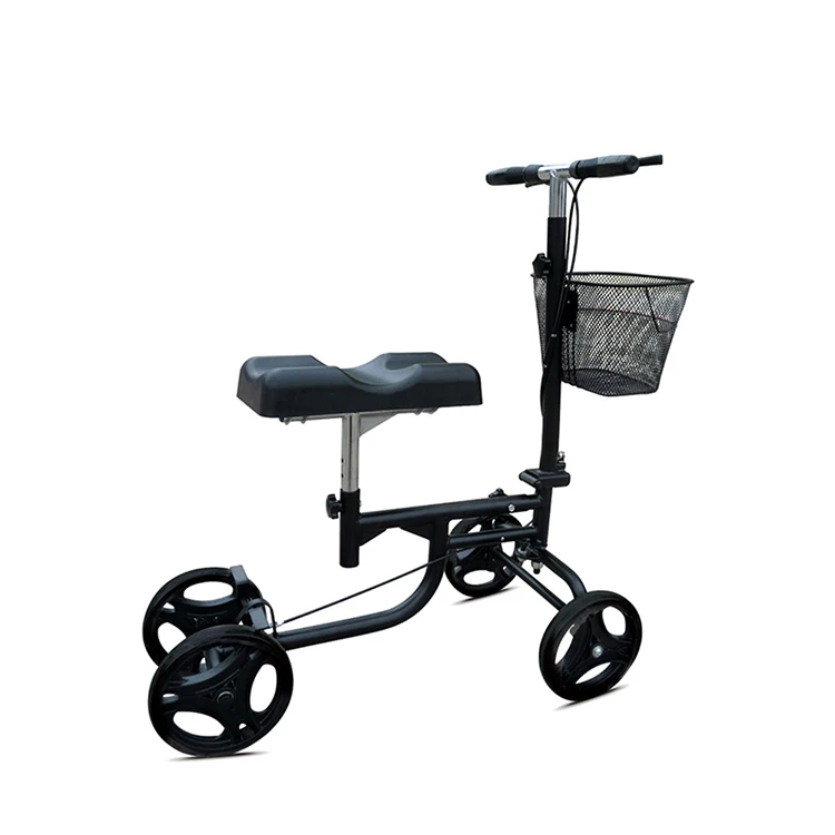 Outdoor high-carbon steel 4 wheels Folding knee rollator scooter walker knee support