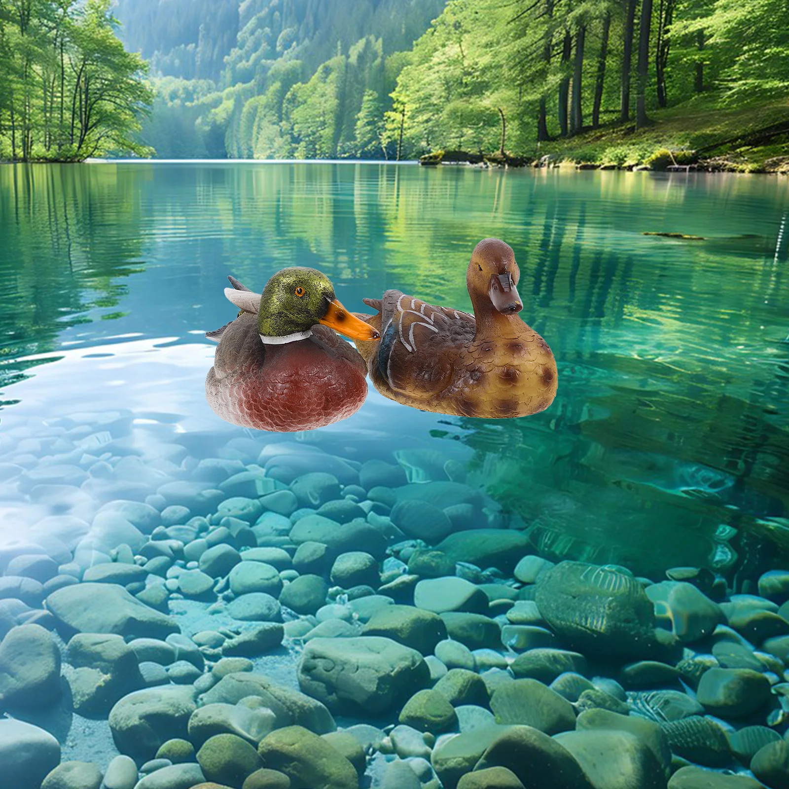 

2Pcs Realistic Duck Floating Decor Resin Duck Figurines Outdoor Garden Pond Yard Sculpture Ornament Floating Pond Decor