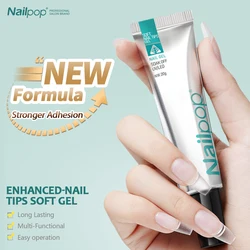 Nailpop 20g Soft Fake Nail Tips Gel Glue Polish Soak Off UV LED Nail Art Gel Short False Nail Extension Function Adhesive Gel