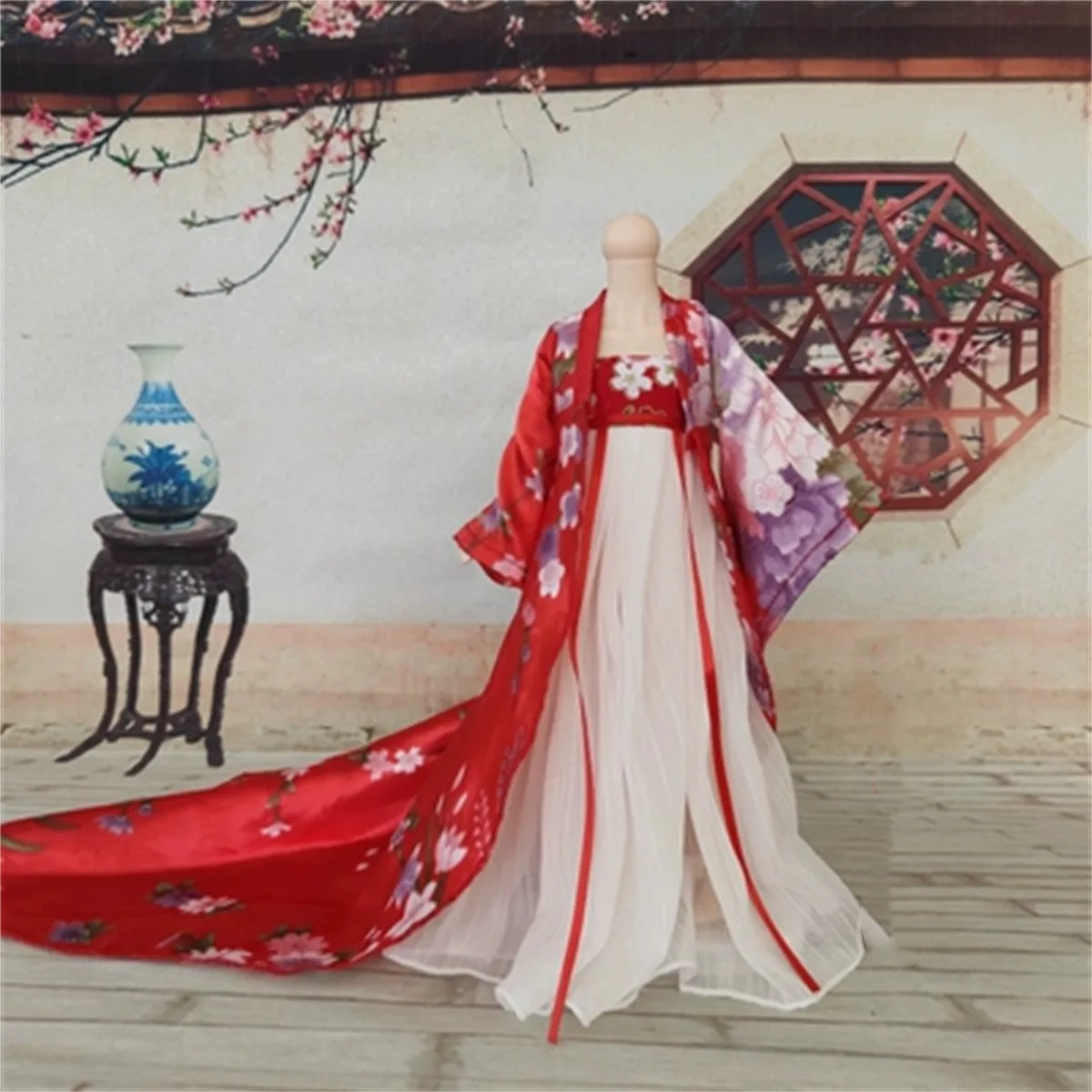 Long  trailer  Dress 1/6 Female Tradition Hanfu Long Dress Chinese Ancient Shirt Clothing Suit for 12inch Action Figure Toys