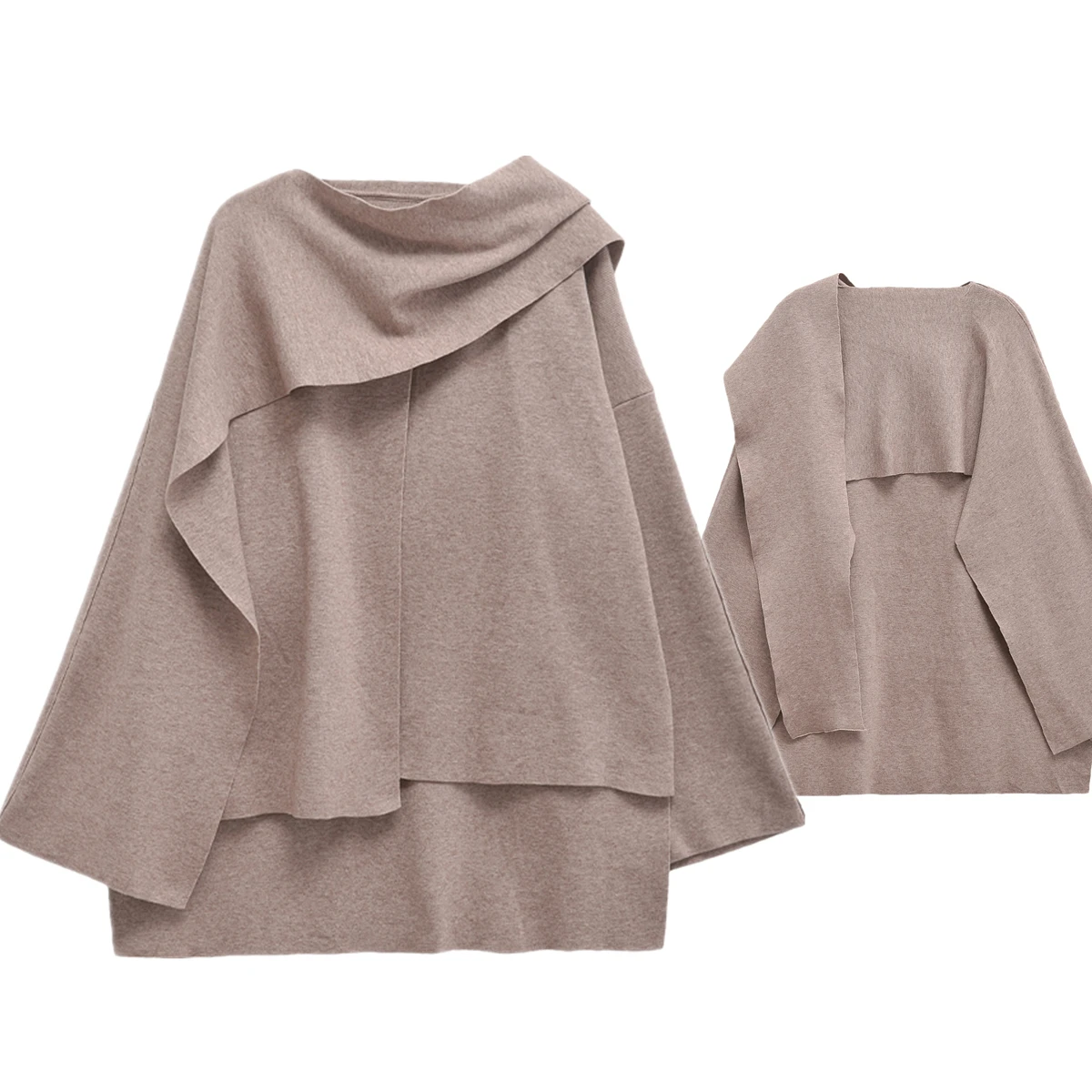 

Withered Fashion Ladies Cape Style Loose Coat Women Minimalist Khaki Elegant Layered Coat Jacket Women Tops