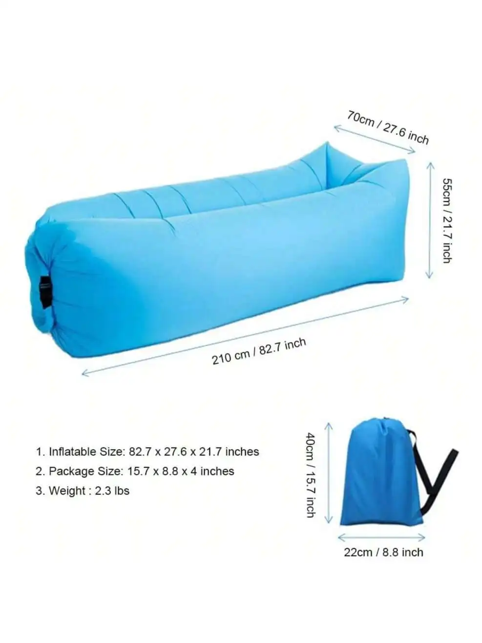 قطعة واحدة للاسترخاء في الراحة: أريكة هوائية قابلة للنفخ - محمولة، مقاومة للماء - مثالية للفناء الخلفي والشاطئ والتخييم والأزرق.