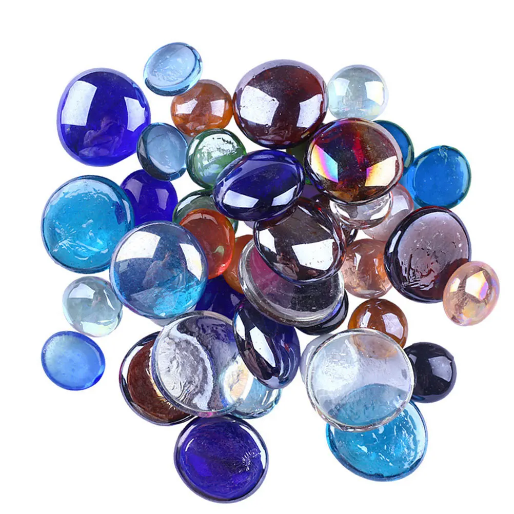 

80pcs Colored Glass Flat Beads Transparent Fake Stone For Diy Jewelry Craft Necklace Bracelet Decor Beads Supplies