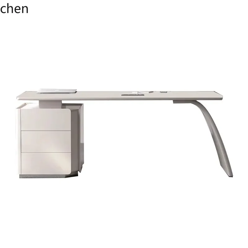 

D18- Italian minimalist paint desk lig luxury simple modern study office computer desk consultation table