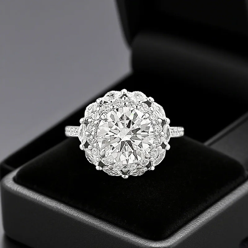 

Винтажное кольцо с бриллиантом из лабораторного муассанита 8 мм, стерлинговое серебро 925 пробы, вечерние обручальные кольца для женщин, свадебные обручальные украшения, подарок