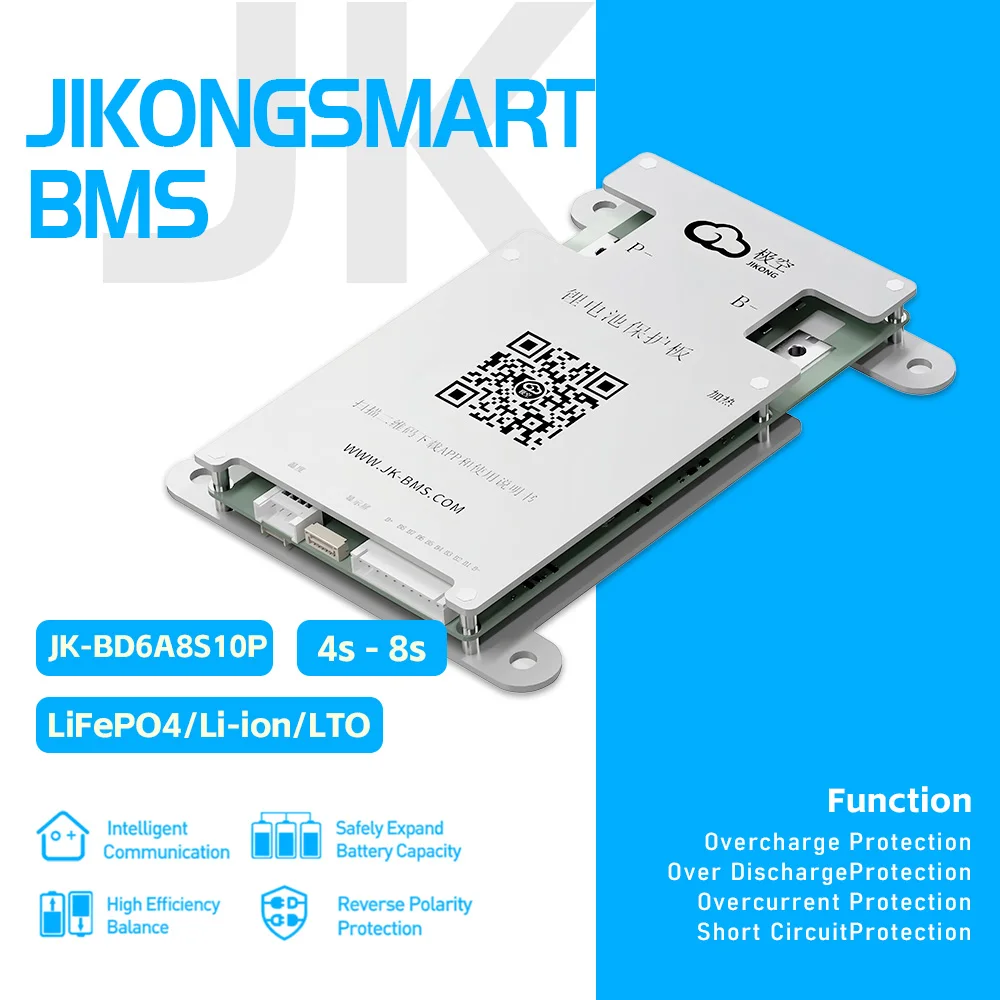 

JIKONG BMS 4S LiFePO4 JK BMS 100A с активной балансировкой 0.6A/1A для аккумуляторов 4S 12V и 8S 24V, Smart BMS BD6A8S10P B1A8S10P Bluetooth