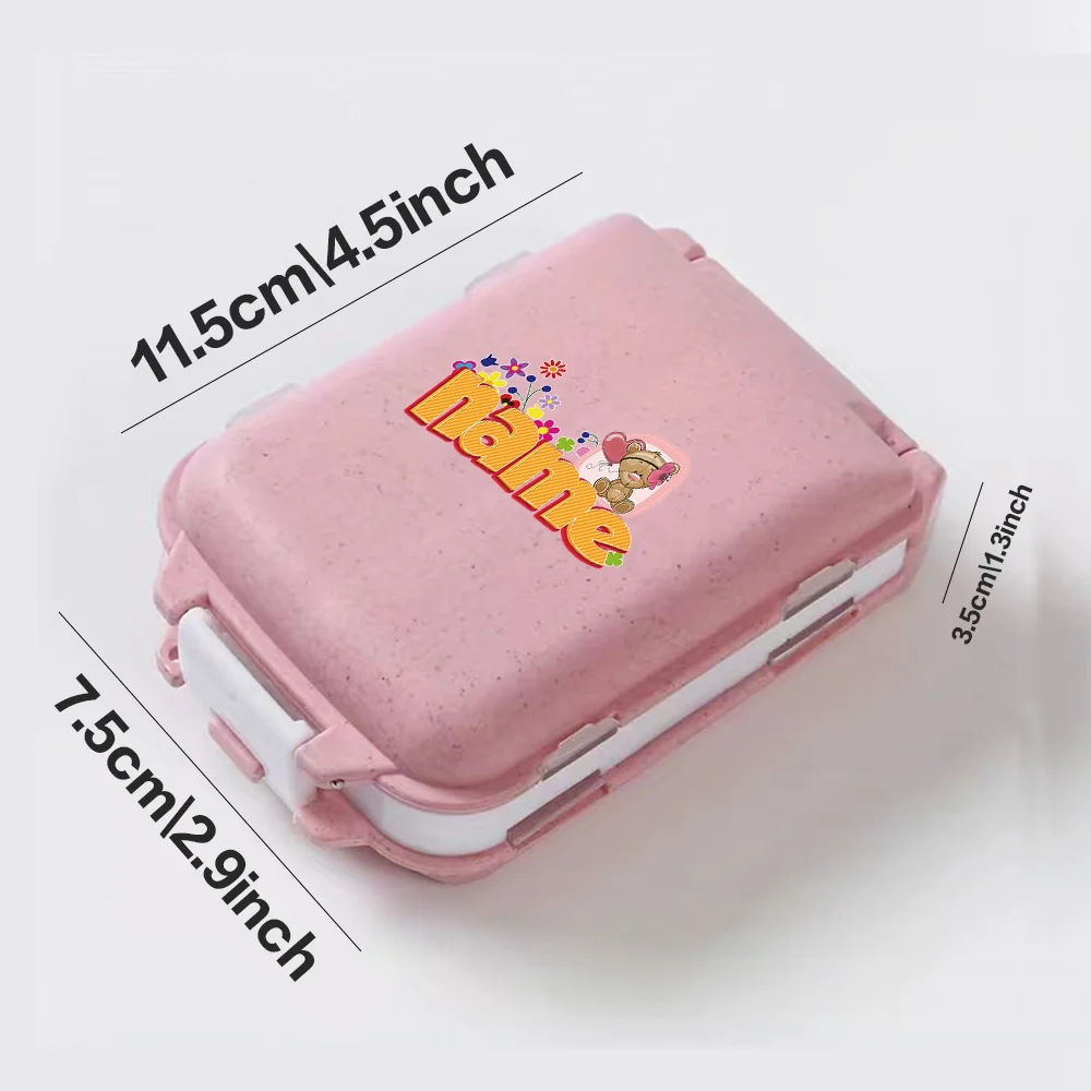 Caja de almacenamiento de pastillas de viaje con nombre personalizado, pastillero pequeño portátil de 7 rejillas para farmacia, caja de medicina