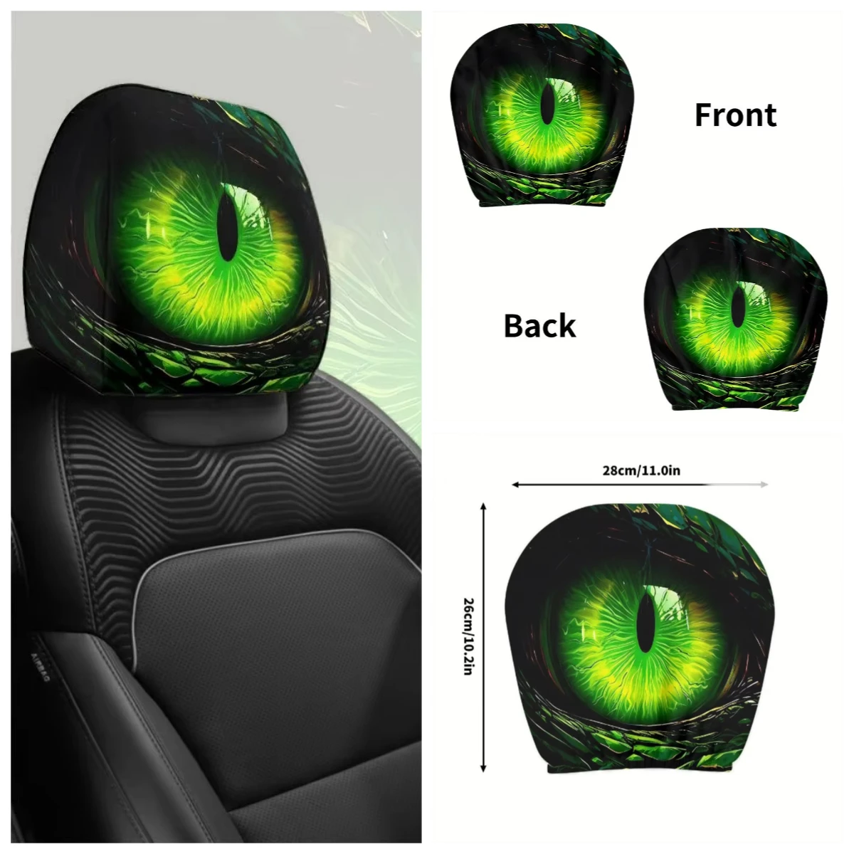Exclusive Valentine's Day gift for your boyfriend: Unique and magical green longyan eye high-definition car headrest cover 2pcs