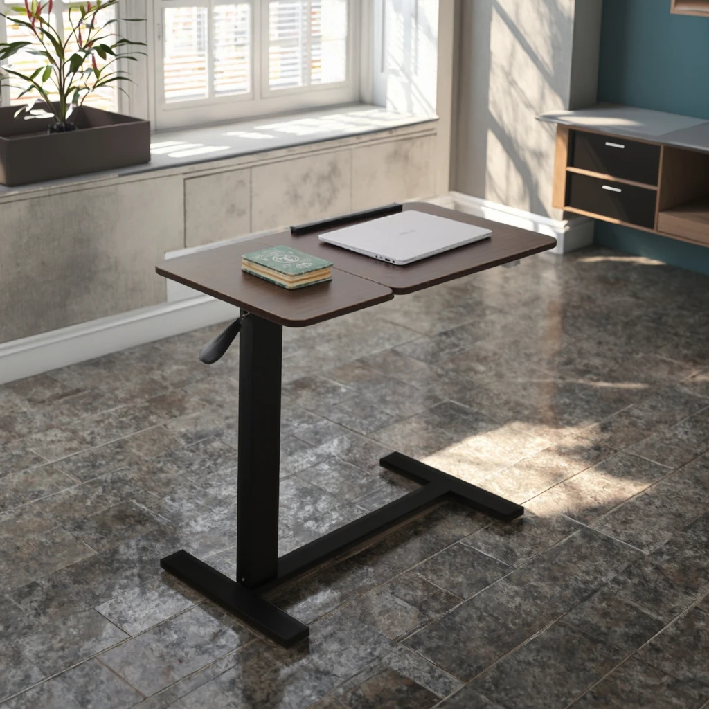 

Складной регулируемый по высоте современный прикроватный столик с фиксирующимися колесами для использования в больницах, дома и офисе