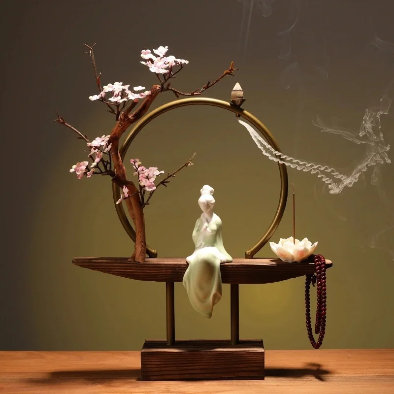 Chinese-style backflow incense burner aromatherapy creative personality Zen fortune home living room decoration